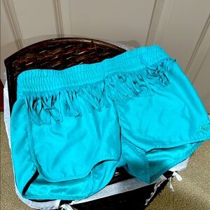 Fringe Detail Women's Shorts in Teal